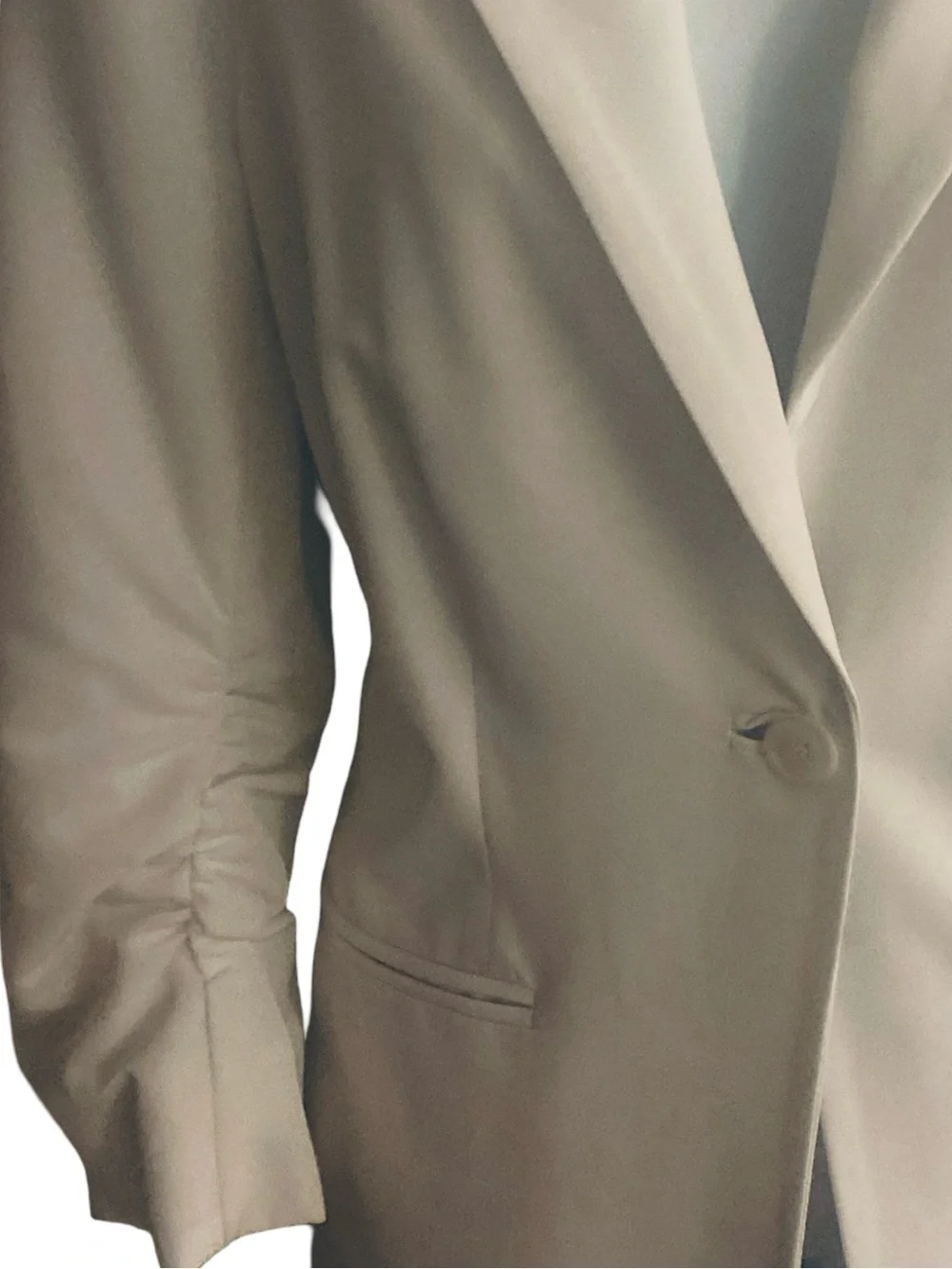 Peace of Cloth Ivory Single-Button Women's Blazer-8 ruched sleeves